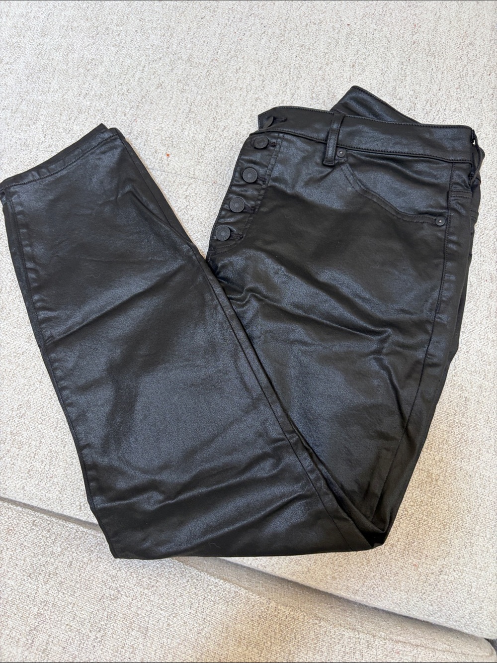 Express Black Coated Skinny Jeans with Button-Fly